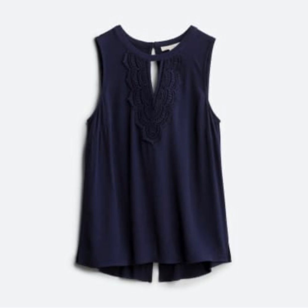 Daniel Rainn Pale Sky Stitchfix Quin Keyhole Crochet Navy Top S Small